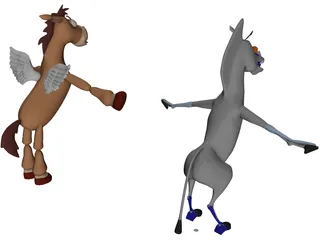 Animated Cartoon Horse 3D Model