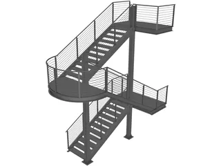 Fire Escape Stair 3D Model