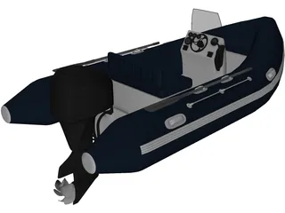 Inflatable Boat with Outboard Motor 3D Model