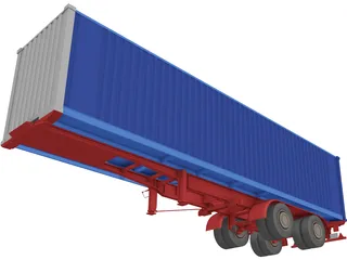 Renault Magnum Container Trailer 3D Model