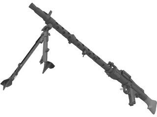 German Machinegun MG34 WWII 3D Model