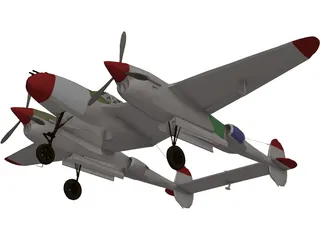 Lockheed P-38 J/L Lightning 3D Model