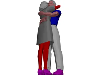 Adults Hugging 3D Model