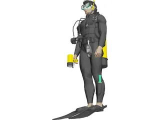 Scuba Diver Male 3D Model