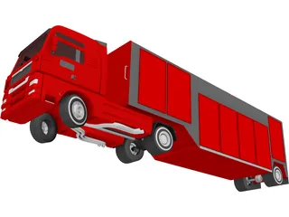 Euro Semi Truck with Trailer 3D Model