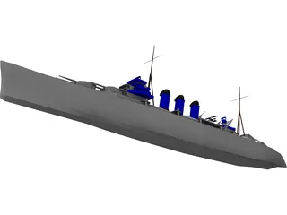 County Class Heavy Cruiser 3D Model