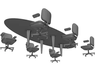 Table with Chairs 3D Model