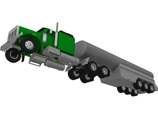 Ford Semi Truck with Tanker Trailer 3D Model