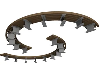 Curved Bench 3D Model