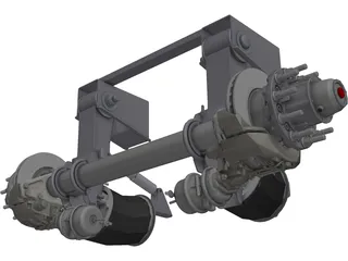 Truck Axle with Brakes 3D Model