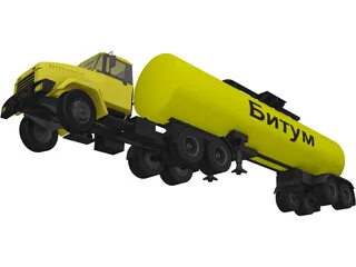 KrAZ 63221 with AB-22 Tanker Trailer 3D Model