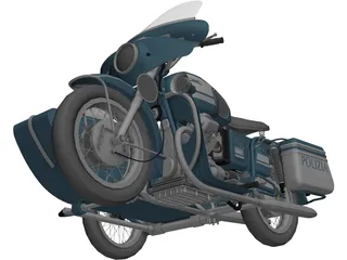 Moto Guzz with Sidecar 3D Model