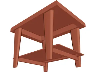 Wooden End Table 3D Model