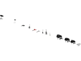 Musical Instruments Set 3D Model