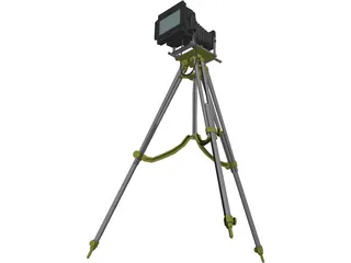 Old Fashion Camera On Tripod 3D Model