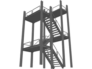 Two-level Stairs 3D Model