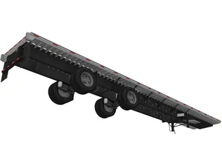 Split Axle Flatbed Trailer 3D Model