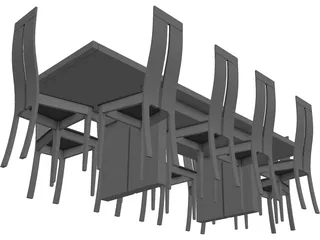 Table with Chairs 3D Model