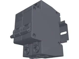 Circuit Breaker with DIN Rail 3D Model