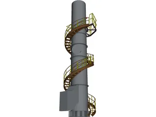 Exhaust Stack Platform Circular Stairway 3D Model