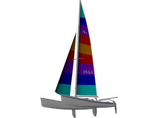 Hobie 18 Racing Catamaran 3D Model