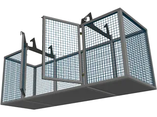 Steel Cage with Doors 3D Model