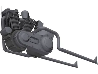 Harley-Davidson Softail Engine 3D Model