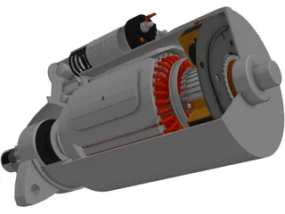 Starting Motor Cutway 3D Model