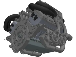 Bugatti Veyron W16 Engine 3D Model