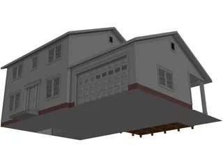 Colonial Style House 3D Model