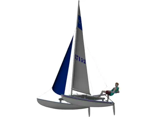 HobieCat 14 Turbo Racing Catamaran 3D Model