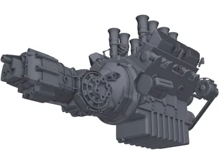 Jaguar XJ13 Engine and Gearbox 3D Model
