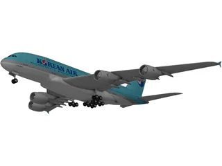 Airbus A380 Korean Air 3D Model