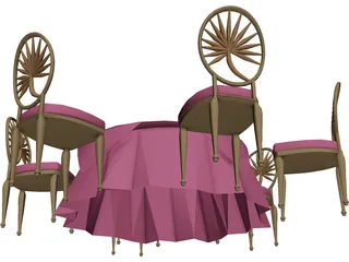 Table and Chairs 3D Model