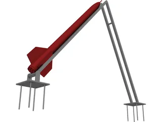 Qassam Rocket and Launcher 3D Model