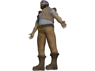 Muscular Pirate 3D Model