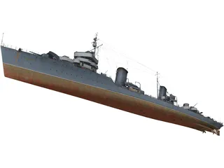 Soviet destroyer Leningrad 3D Model