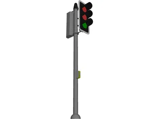 Short Traffic Light 3D Model