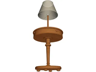 Rounded Table with Lamp 3D Model