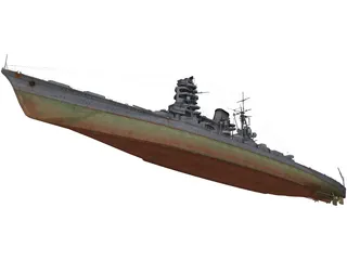 Amagi Japanese Battlecruiser 3D Model