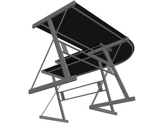 Black Metal Desk 3D Model