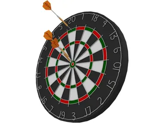 Dart Board with Darts 3D Model