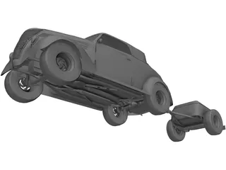 Ford Cabriolet with Trailer (1937) 3D Model