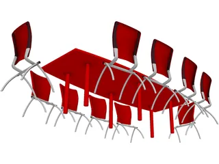 Knoll Conference Table and Chairs 3D Model