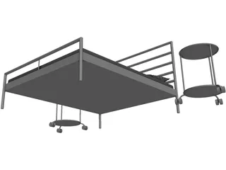 IKEA Heimdal Bed and Sidetable 3D Model
