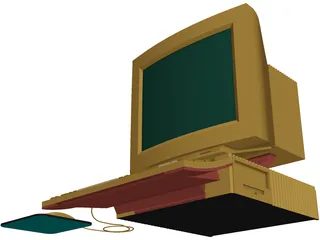 Computer Desktop with Mouse 3D Model