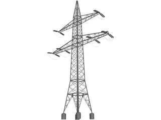 High Voltage Electric Power Transmission Pylon 3D Model