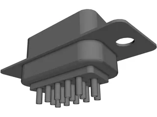 D-Sub 9 Connector 3D Model