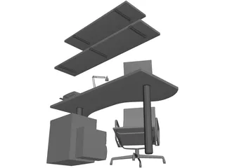 Office Work Space 3D Model