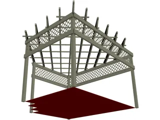 Wood Pergola 3D Model